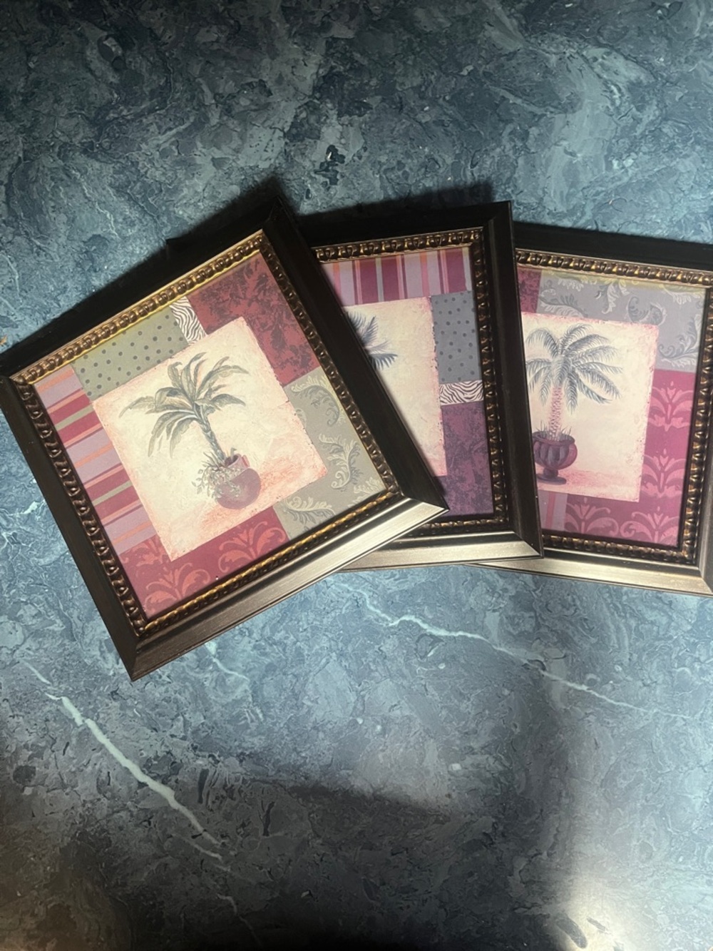 Kirkland Signature Palm Collage Trio - Burgundy, Pink and Gold Trim